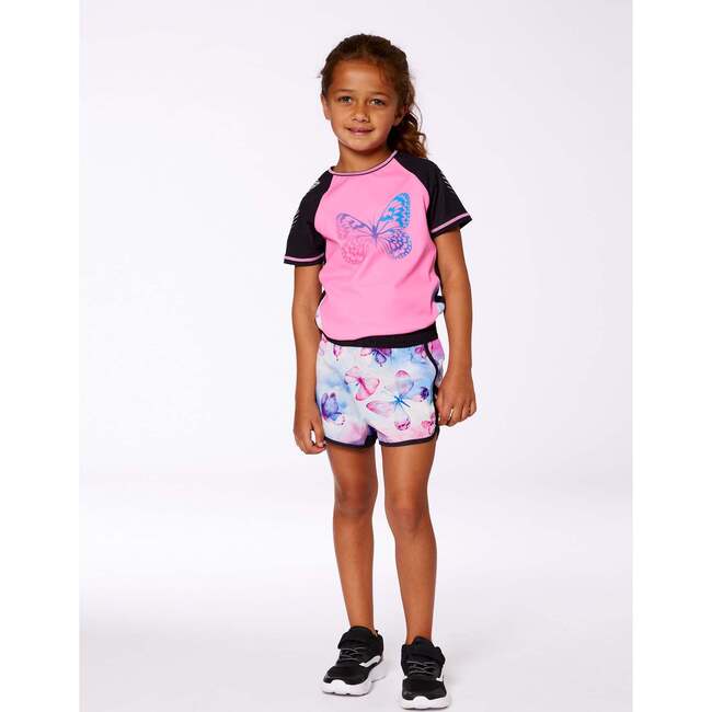 Athletic Short, Pink, Blue And Butterflies - Shorts - 2