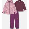 3-In-1 Mid-Season Outerwear Set With Jacket, Lilac And Multicolored Butterfly - Raincoats - 1 - thumbnail