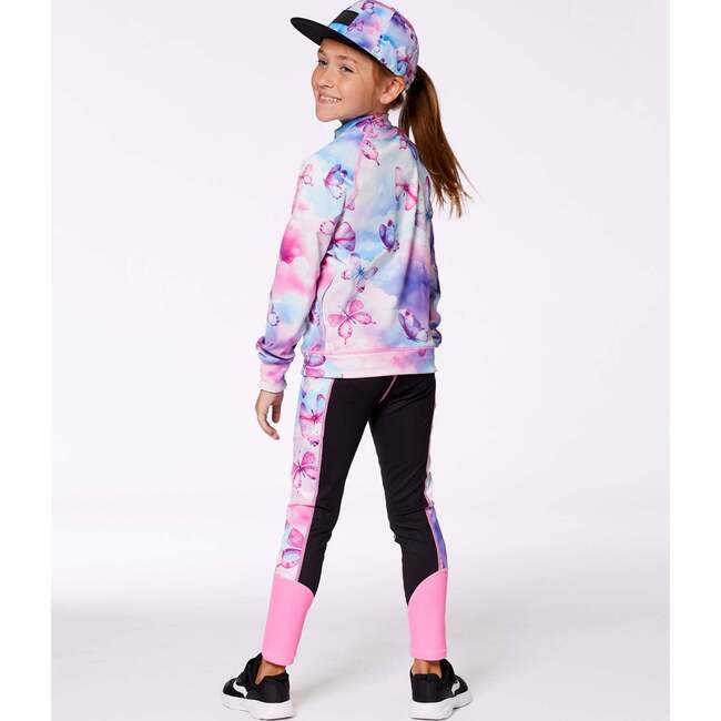 Athletic Leggings, Black And Multicolored Butterflies - Leggings - 2