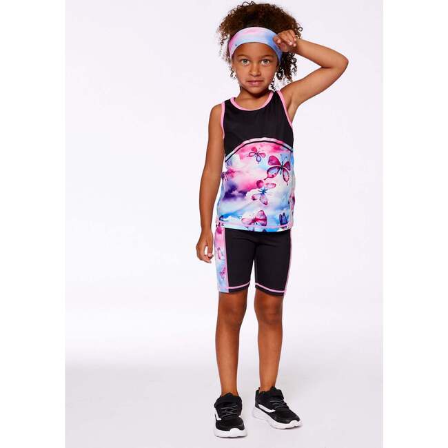 Athletic Biker Short, Black, Pink And Multicolored Butterflies - Shorts - 2