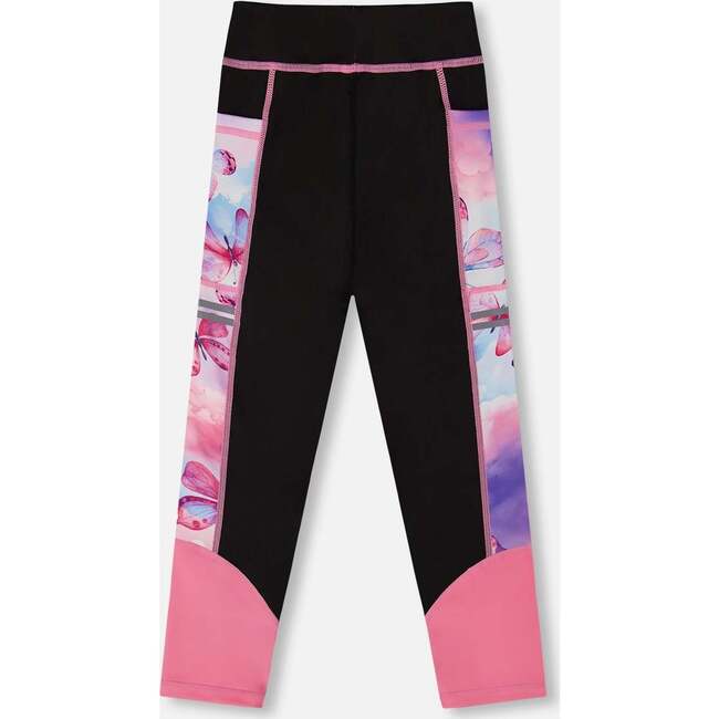 Athletic Leggings, Black And Multicolored Butterflies - Leggings - 3
