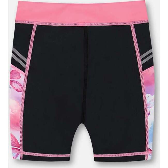 Athletic Biker Short, Black, Pink And Multicolored Butterflies - Shorts - 3