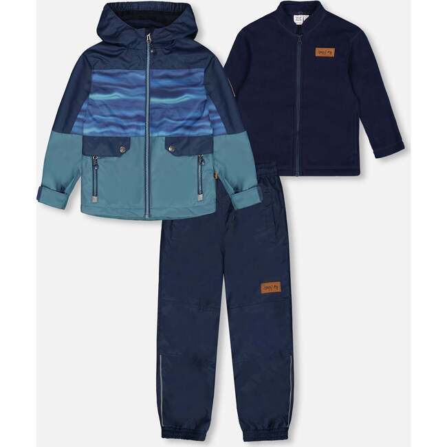 3-In-1 Mid-Season Outerwear Set With Jacket, Neutral Blue And Navy