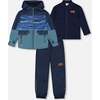 3-In-1 Mid-Season Outerwear Set With Jacket, Neutral Blue And Navy - Raincoats - 1 - thumbnail