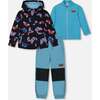 3-In-1 Mid-Season Outerwear Set With Jacket, Light Blue And Multicolored Butterflies - Raincoats - 1 - thumbnail