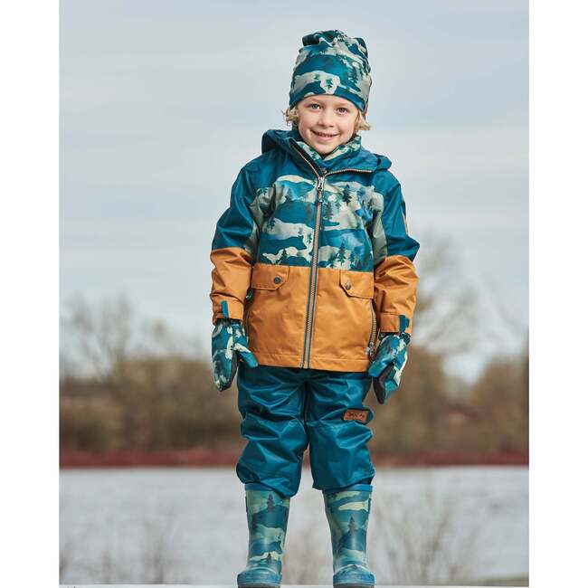 3-In-1 Mid-Season Outerwear Set With Jacket, Forest Green And Orange - Raincoats - 2