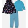 3-In-1 Mid-Season Outerwear Set With Jacket, Light Blue And Multicolored Butterflies - Raincoats - 3