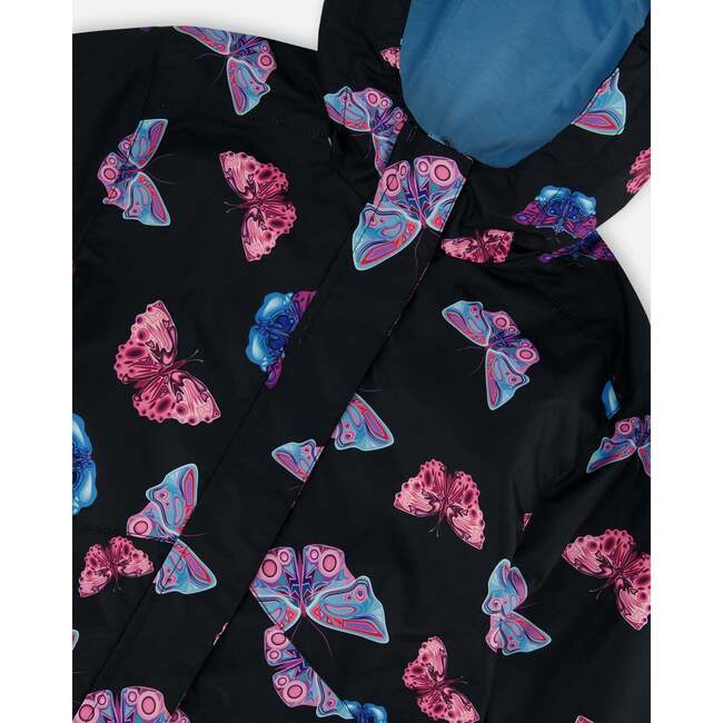 3-In-1 Mid-Season Outerwear Set With Jacket, Light Blue And Multicolored Butterflies - Raincoats - 4