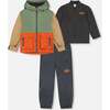 3-In-1 Mid-Season Outerwear Set, Gray, Beige, Orange, And Sage - Raincoats - 1 - thumbnail