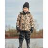 3-In-1 Mid-Season Outerwear Set, Black Dinosaur On Beige Background - Raincoats - 2