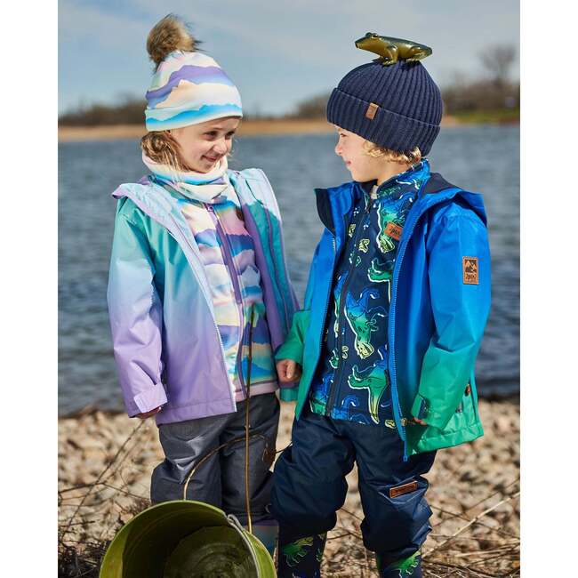 3-In-1 Mid-Season Outerwear Set, Royal Blue And Green Gradient - Raincoats - 3