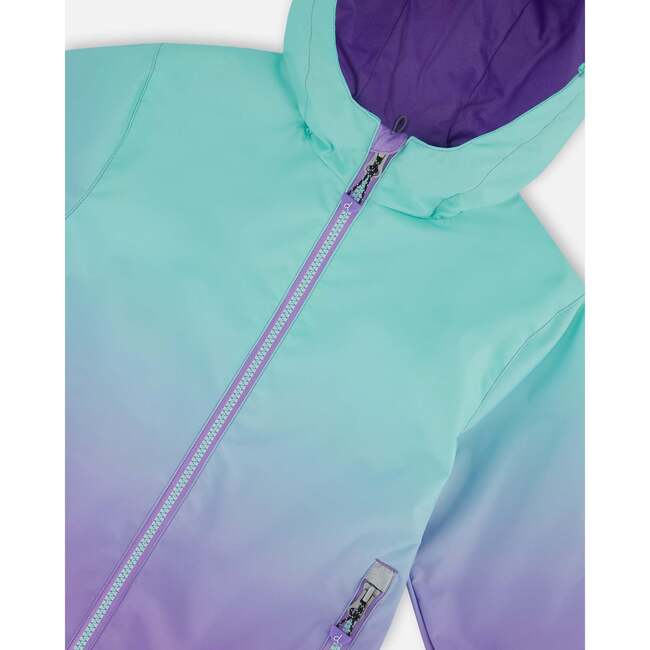 3-In-1 Mid-Season Outerwear Set, Turquoise And Mauve Gradient - Raincoats - 6