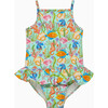 Tropical Peplum Swimsuit, Blue - One Pieces - 1 - thumbnail