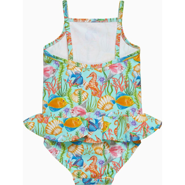 Little Tropical Peplum Swimsuit, Blue - One Pieces - 2