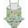 Little Tropical Peplum Swimsuit, Blue - One Pieces - 2