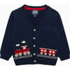 Little Train Cardigan, Navy - Cardigans - 1 - thumbnail