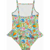 Tropical Peplum Swimsuit, Blue - One Pieces - 2