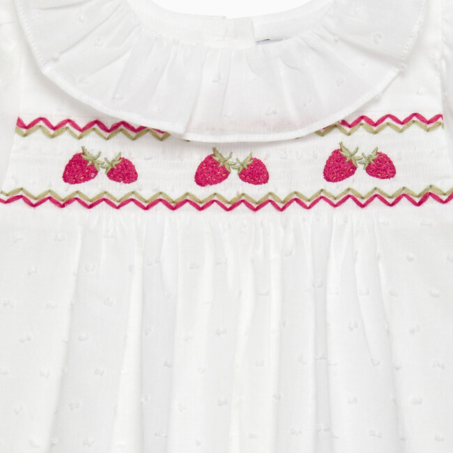 Little My First Smocked Dress, White Strawberries - Dresses - 3