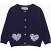 Little Liberty Print Wiltshire Heart Cardigan, Navy - Cardigans - 1 - thumbnail