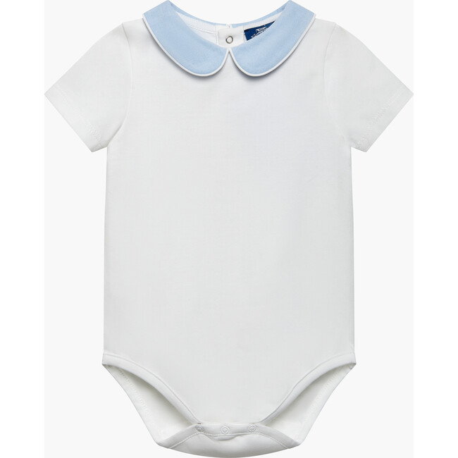 Little Milo Chambray Collar Bodysuit, White