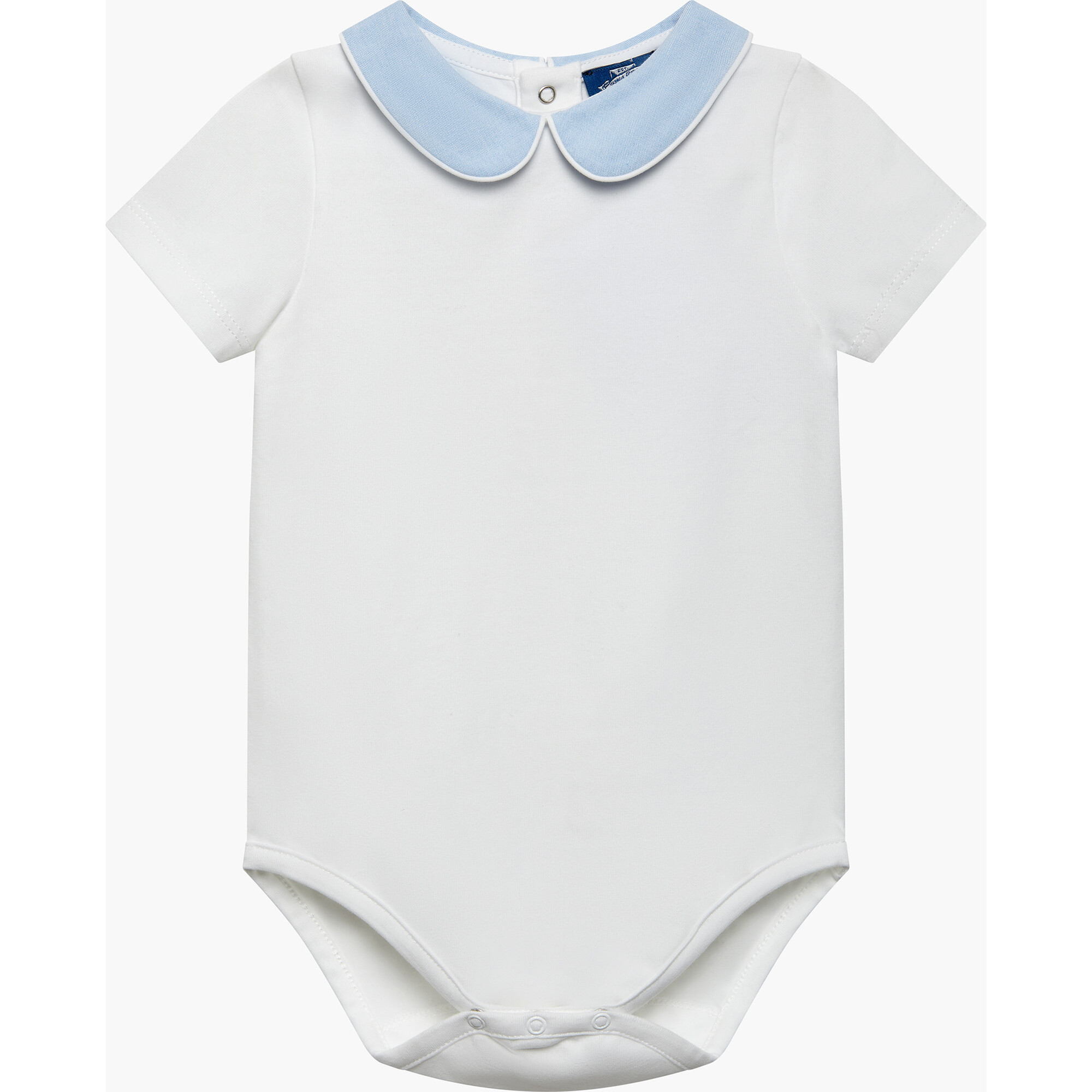 Little Milo Chambray Collar Bodysuit, White - Onesies - 1