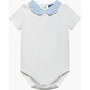 Little Milo Chambray Collar Bodysuit, White - Onesies - 1 - thumbnail