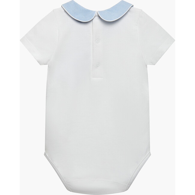 Little Milo Chambray Collar Bodysuit, White - Onesies - 2