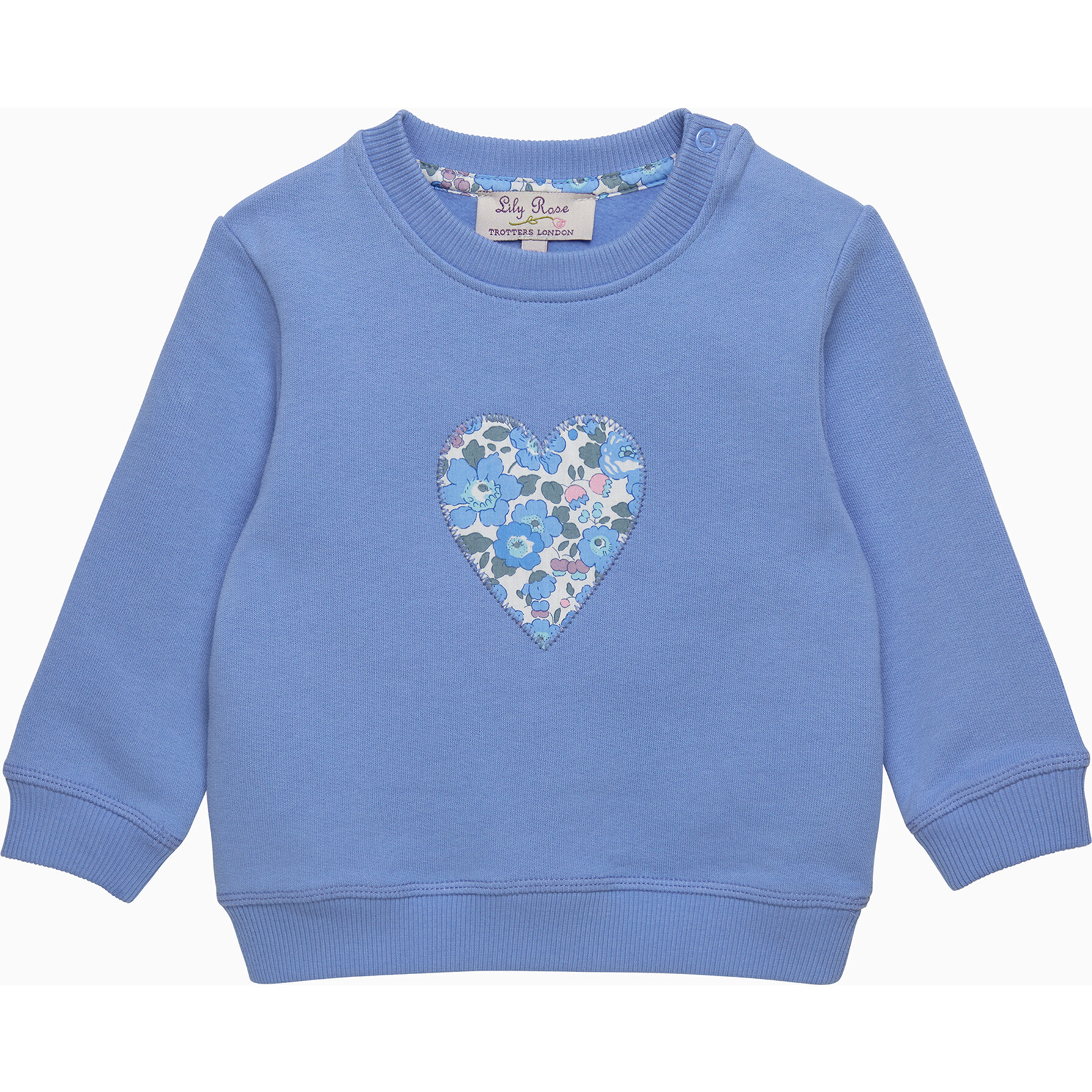 Little Liberty Print Betsy Heart Sweatshirt, Blue Betsy - Sweatshirts - 1