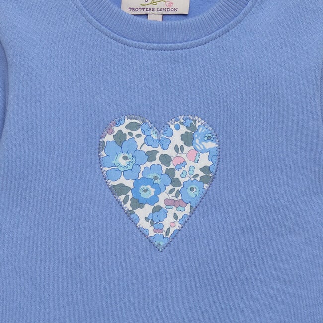 Little Liberty Print Betsy Heart Sweatshirt, Blue Betsy - Sweatshirts - 3