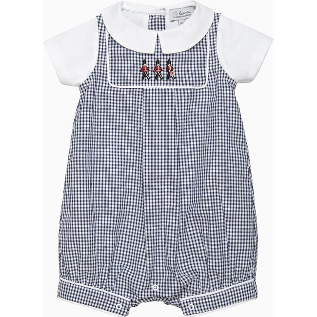 Little Jasper Guardsman Romper, Blue Gingham