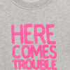 Little Here Comes Trouble Sweatshirt, Grey And Pink - Sweatshirts - 3