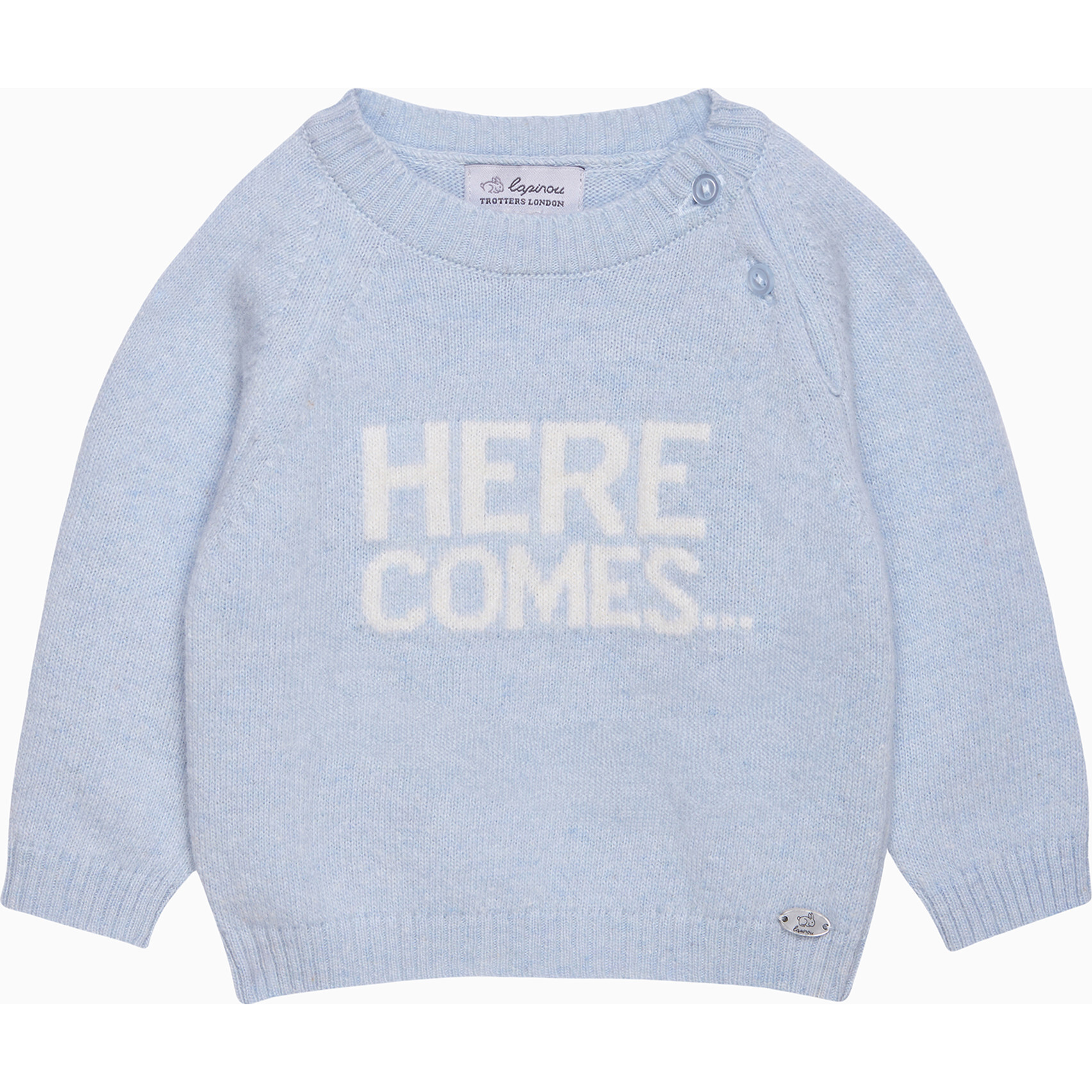 Little Here Comes Trouble Sweater, Pale Blue - Sweaters - 1