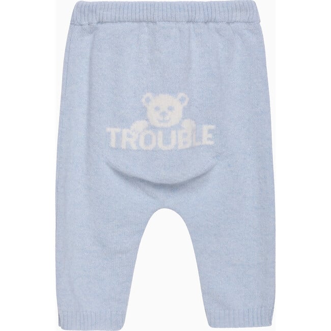 Little Here Comes Trouble Leggings, Pale Blue