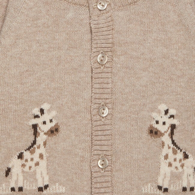 Little Giraffe Cardigan, Oatmeal - Cardigans - 3