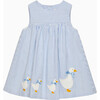 Little Duck Stripe Pinafore, Blue - Dresses - 1 - thumbnail