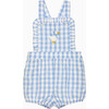 Little Duck Gingham Bib Short, Blue Gingham - Shorts - 1 - thumbnail