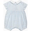 Little Farmyard Romper, Pale Blue Gingham - Rompers - 2