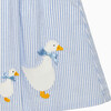 Little Duck Stripe Pinafore, Blue - Dresses - 3