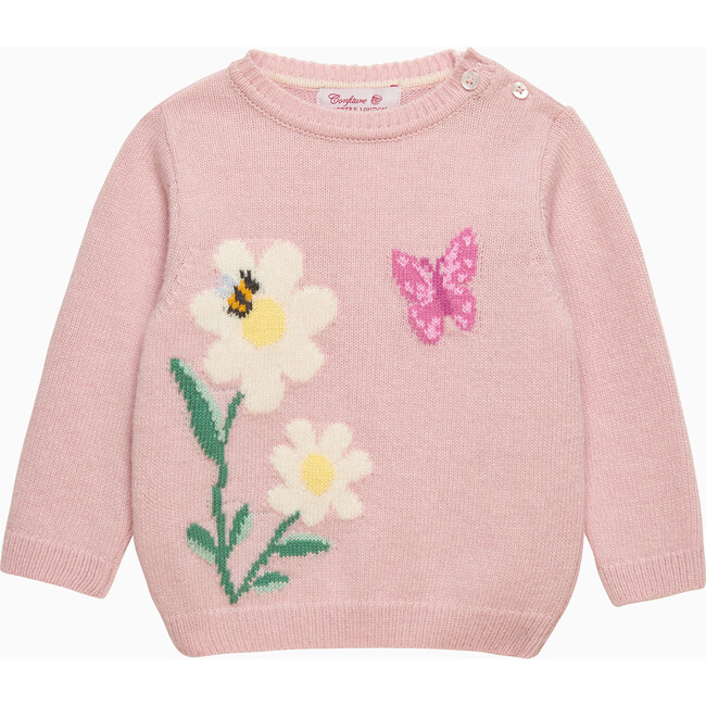 Little Daisy And Bee Sweater, Pale Pink