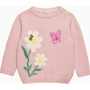 Little Daisy And Bee Sweater, Pale Pink - Sweaters - 1 - thumbnail