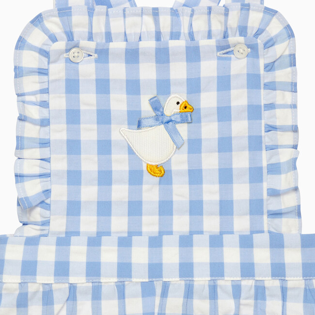 Little Duck Gingham Bib Short, Blue Gingham - Shorts - 3