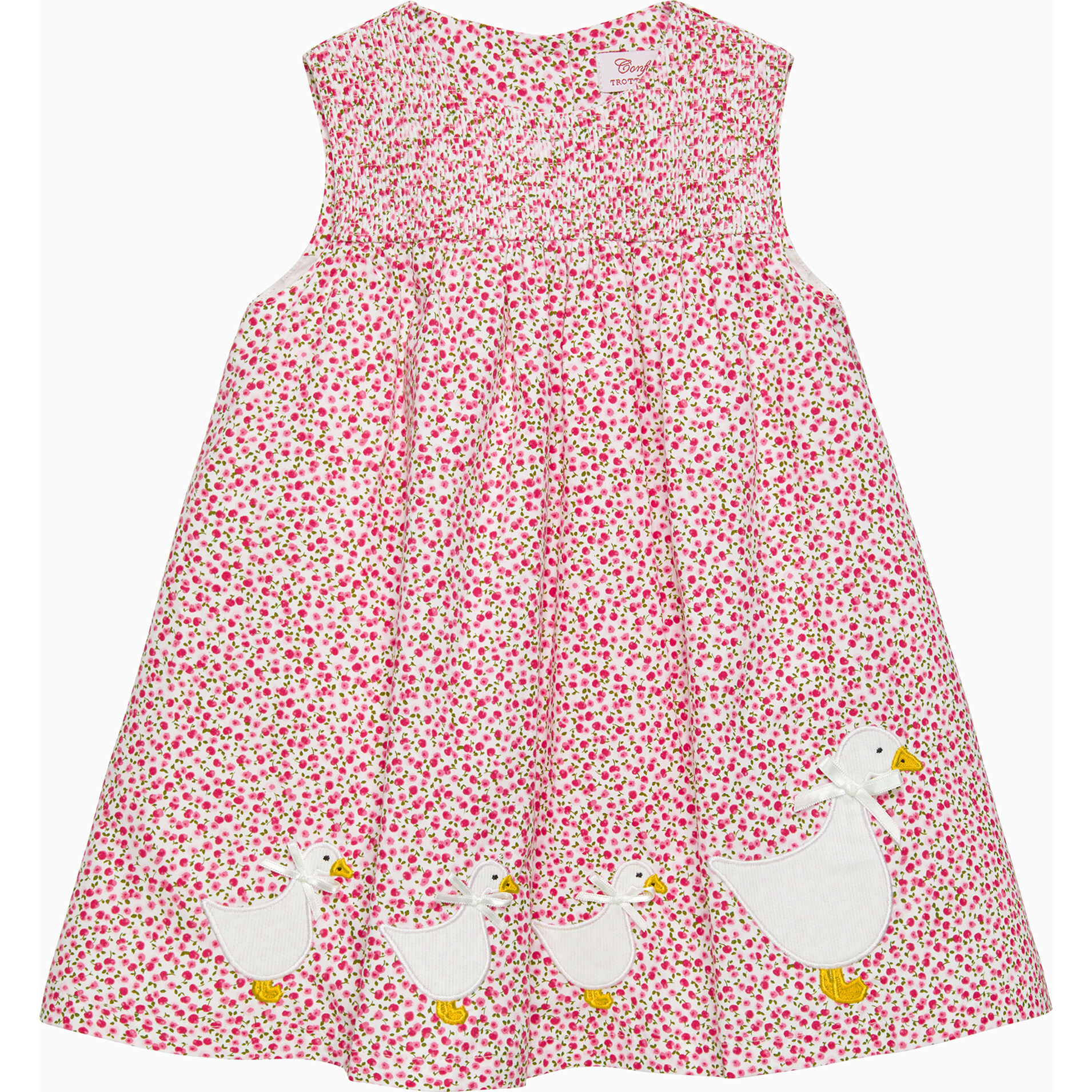 Little Cherry Smocked Duck Dress, Red - Dresses - 1