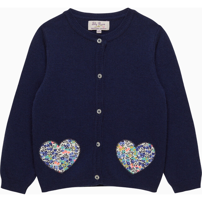 Liberty Print Wiltshire Heart Cardigan, Navy