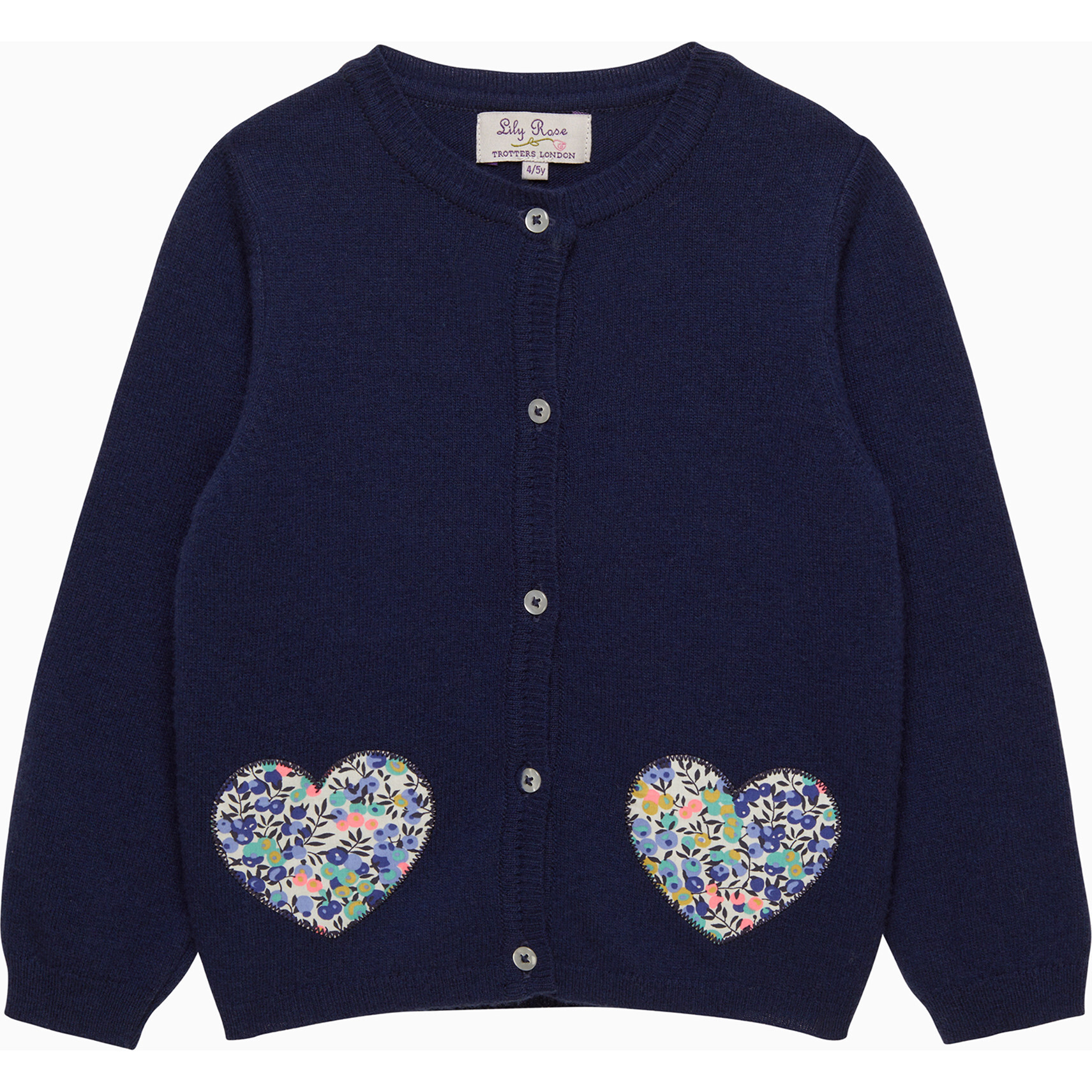 Liberty Print Wiltshire Heart Cardigan, Navy - Cardigans - 1