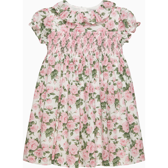 Liberty Print Carline Rose Smocked Dress, Pink