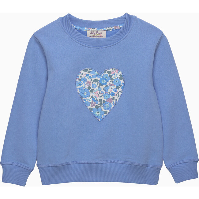 Liberty Print Betsy Heart Sweatshirt, Blue Betsy