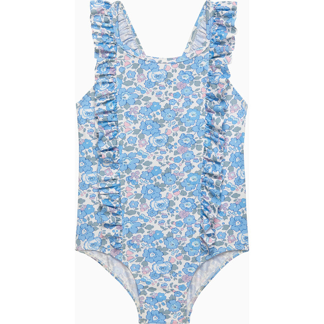 Liberty Print Betsy Frill Swimsuit, Blue Betsy