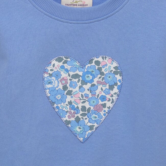 Liberty Print Betsy Heart Sweatshirt, Blue Betsy - Sweatshirts - 3