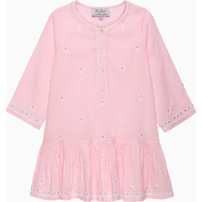 Embroidered Heart Kaftan, Pink