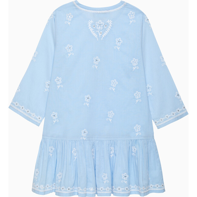 Embroidered Flower Kaftan, Pale Blue - Dresses - 2